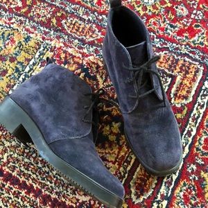 Vintage blue suede ankle boots